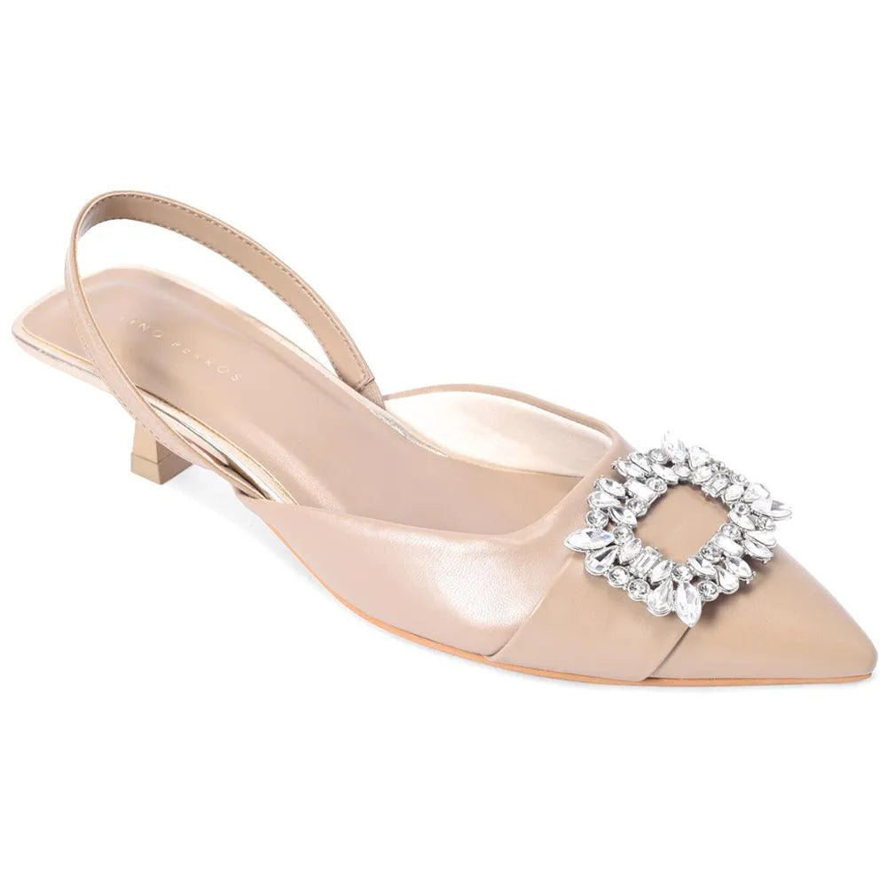 Gaga crystal broach slingback heels