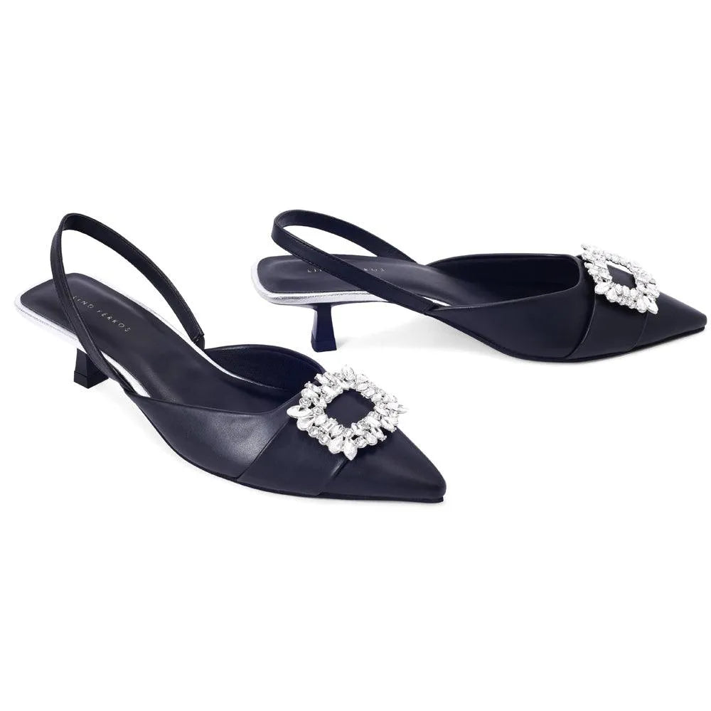 Gaga crystal broach slingback heels