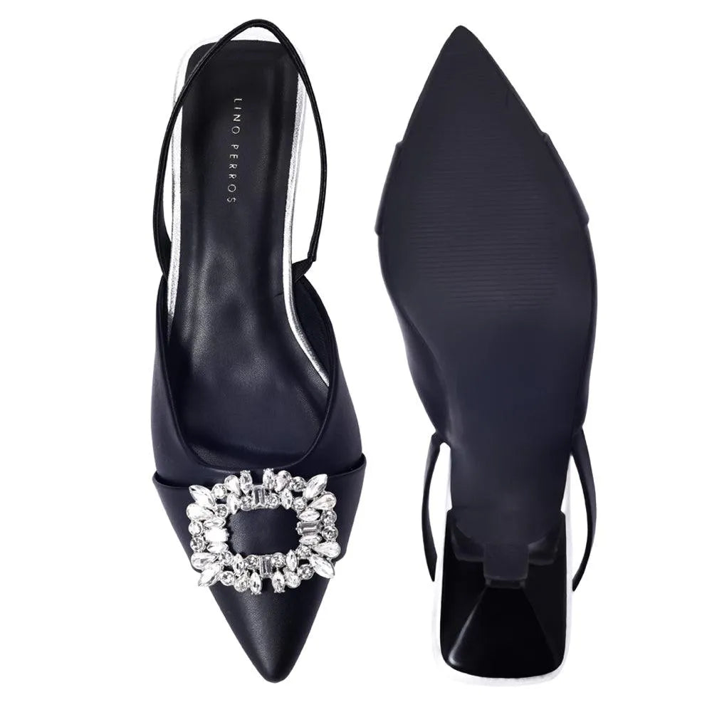 Gaga crystal broach slingback heels