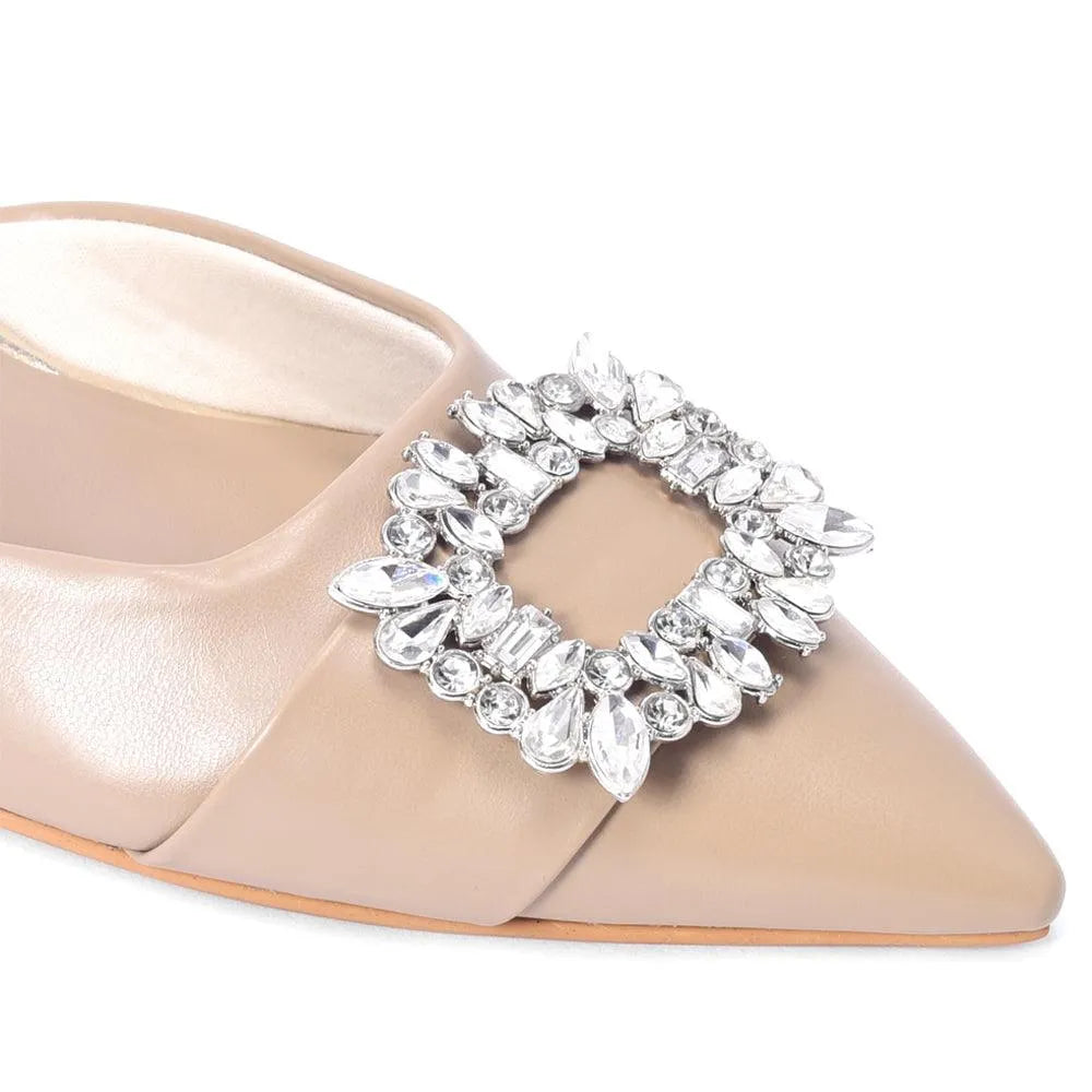 Gaga crystal broach slingback heels