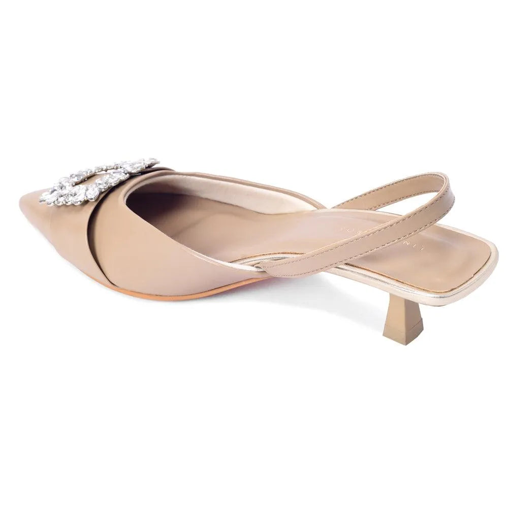 Gaga crystal broach slingback heels