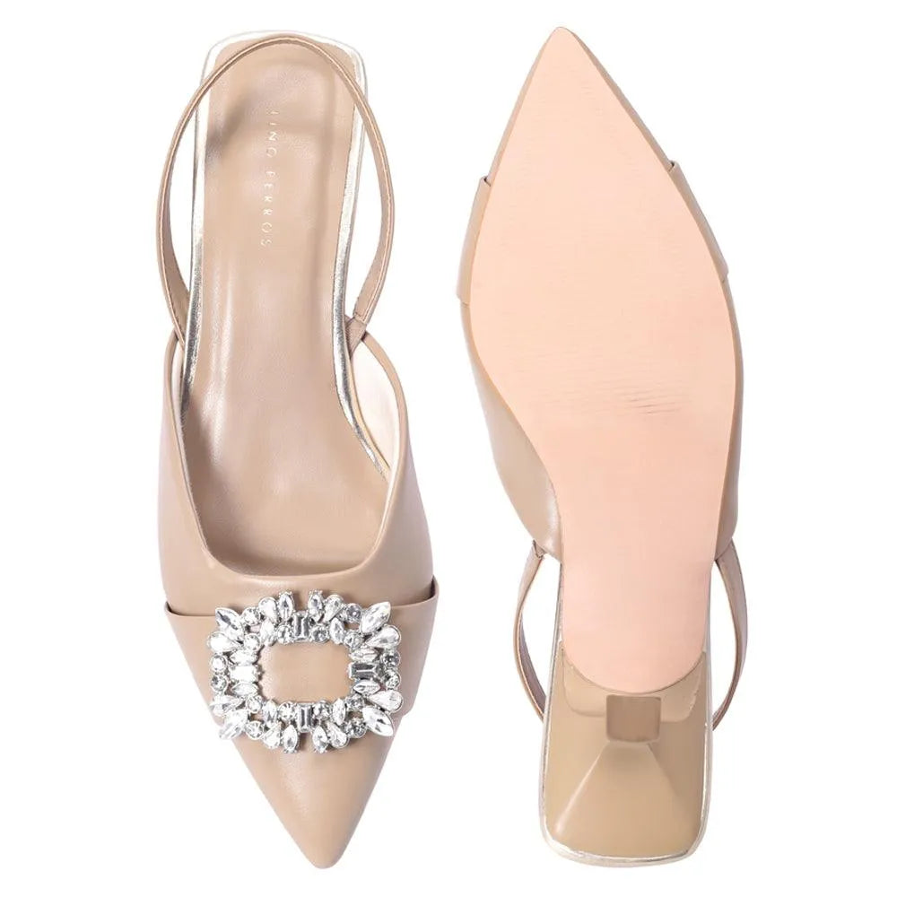 Gaga crystal broach slingback heels