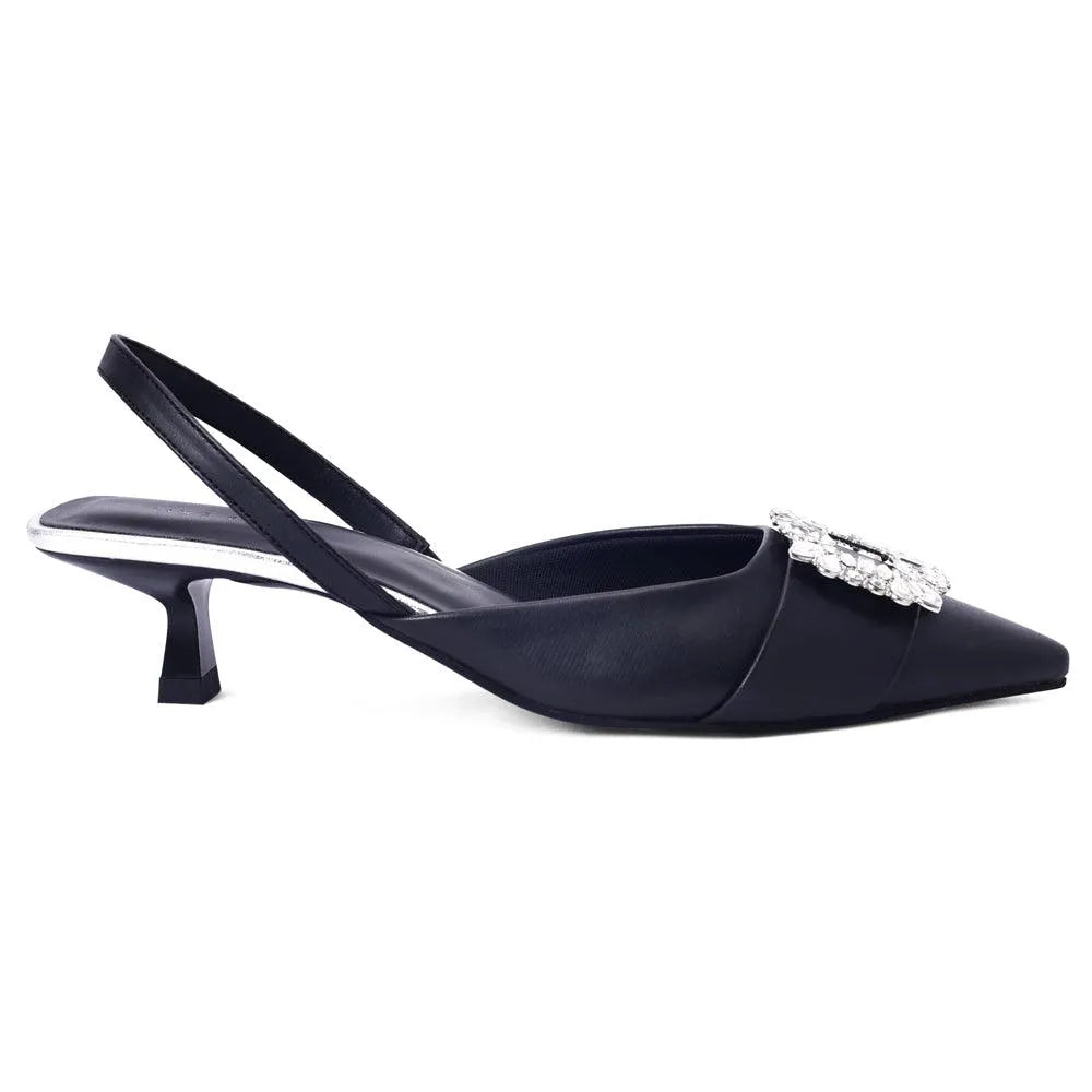 Gaga crystal broach slingback heels