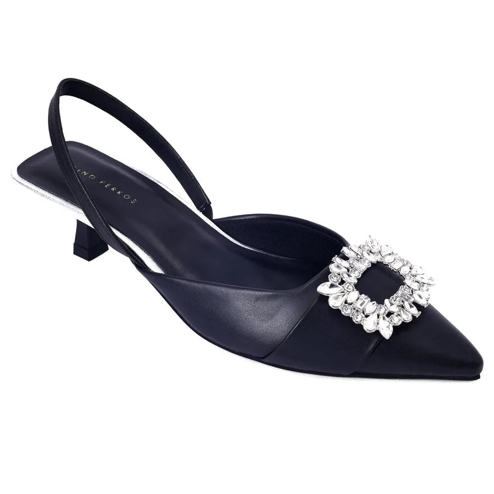 Gaga crystal broach slingback heels